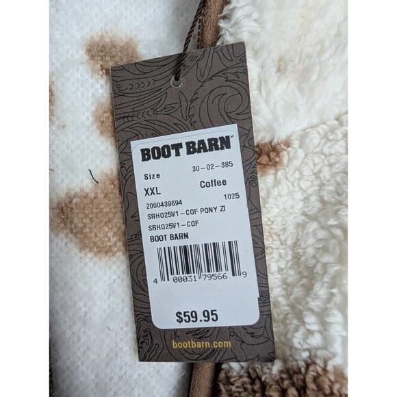 NWT Shyanne Boot Barn Vest Womens 2XL White Light Coffee Cow Print Sherpa Zip Up - Picture 4 of 4